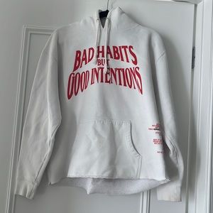 100% Auth VLONE x NAV Bad Habits But Good Intentions Hoodie White Large